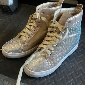 Rhinestone high top sneakers
